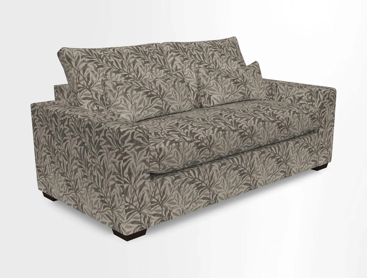 Linear 4 seater sofa in Harpers Bazaar Palette Studio Green with seat cushion in Linwood Romney Wool Forest