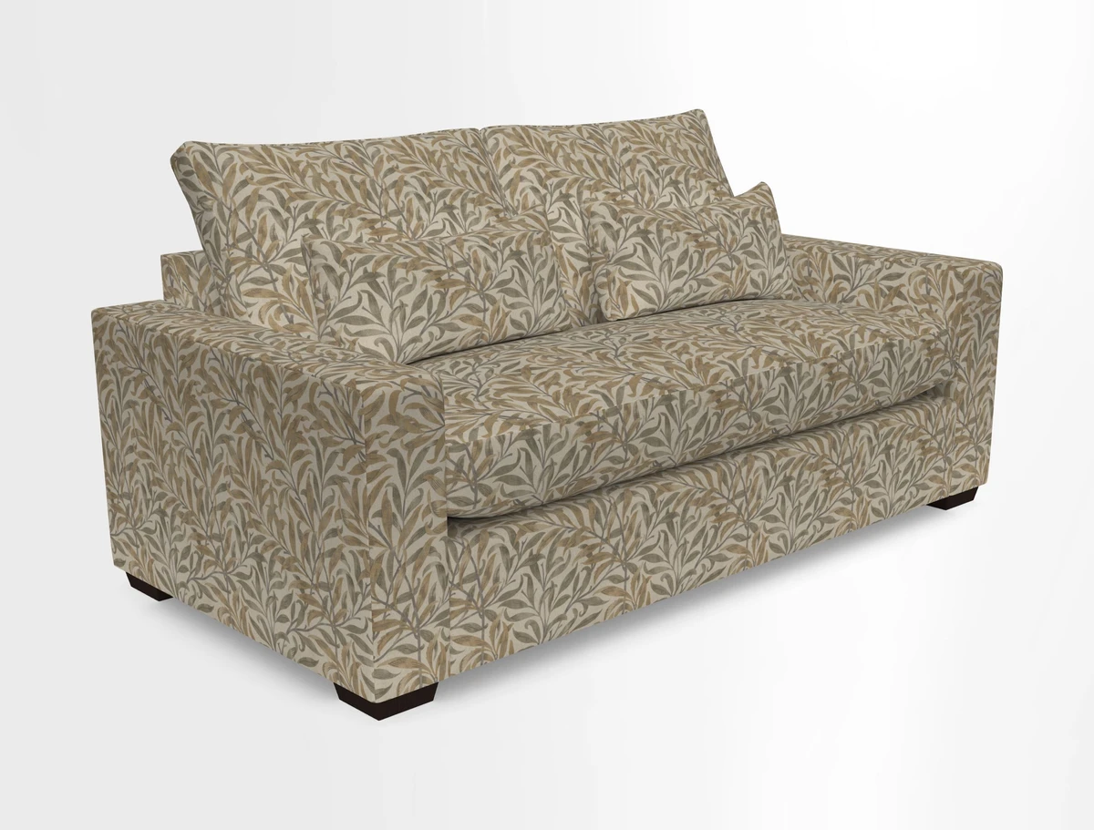 Linear 4 seater sofa in Harpers Bazaar Palette Studio Green with seat cushion in Linwood Romney Wool Forest
