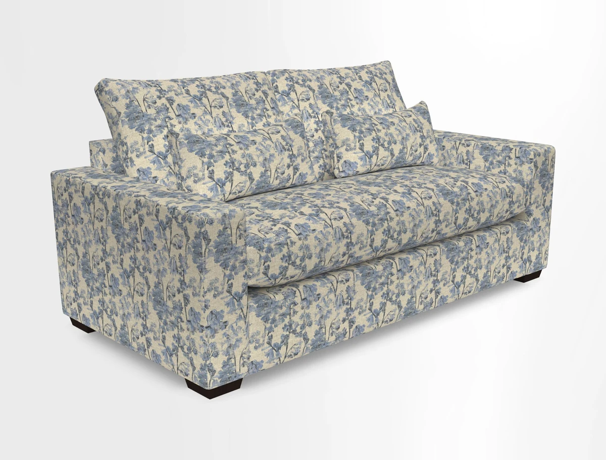 Linear 4 seater sofa in Harpers Bazaar Palette Studio Green with seat cushion in Linwood Romney Wool Forest