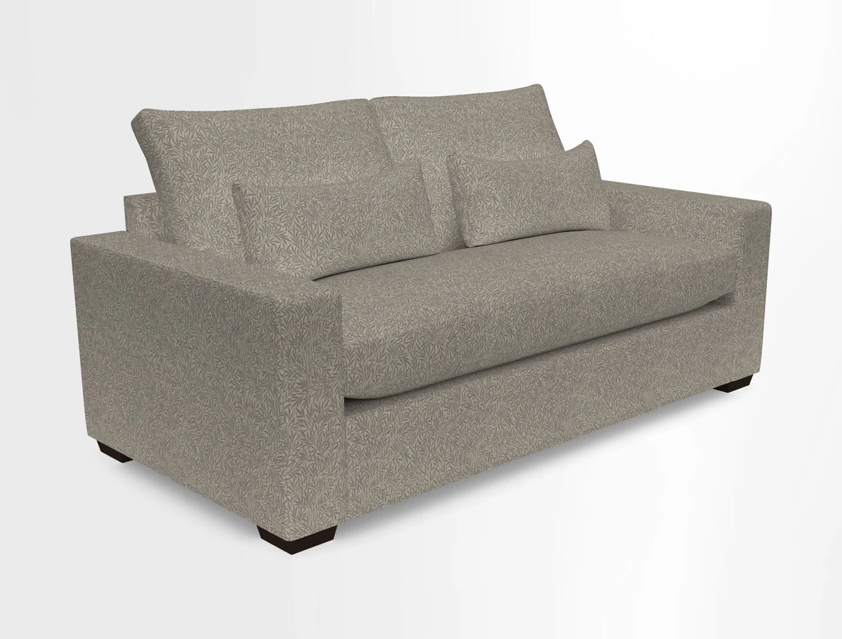 Linear 4 seater sofa in Harpers Bazaar Palette Studio Green with seat cushion in Linwood Romney Wool Forest