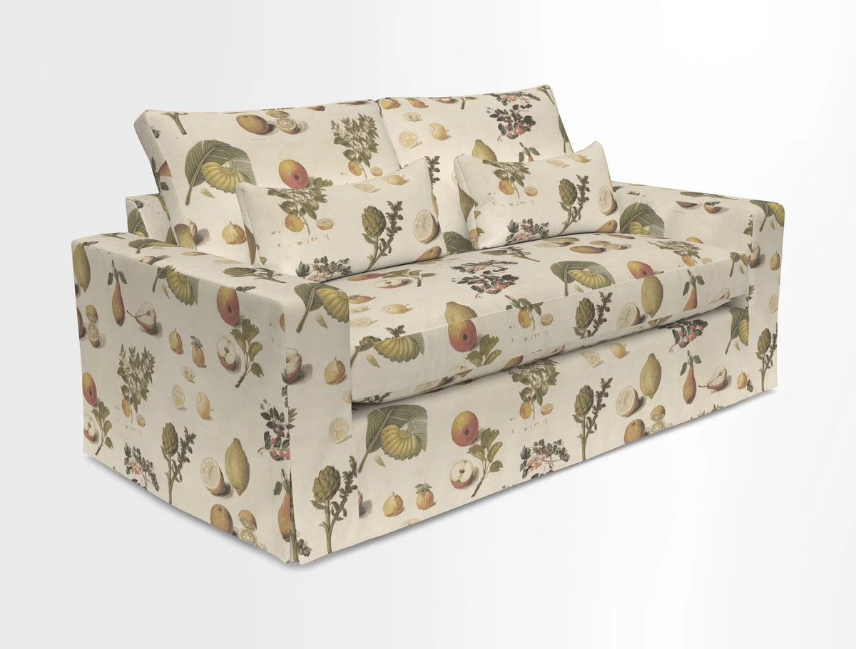 Linear 4 seater sofa in Harpers Bazaar Palette Studio Green with seat cushion in Linwood Romney Wool Forest