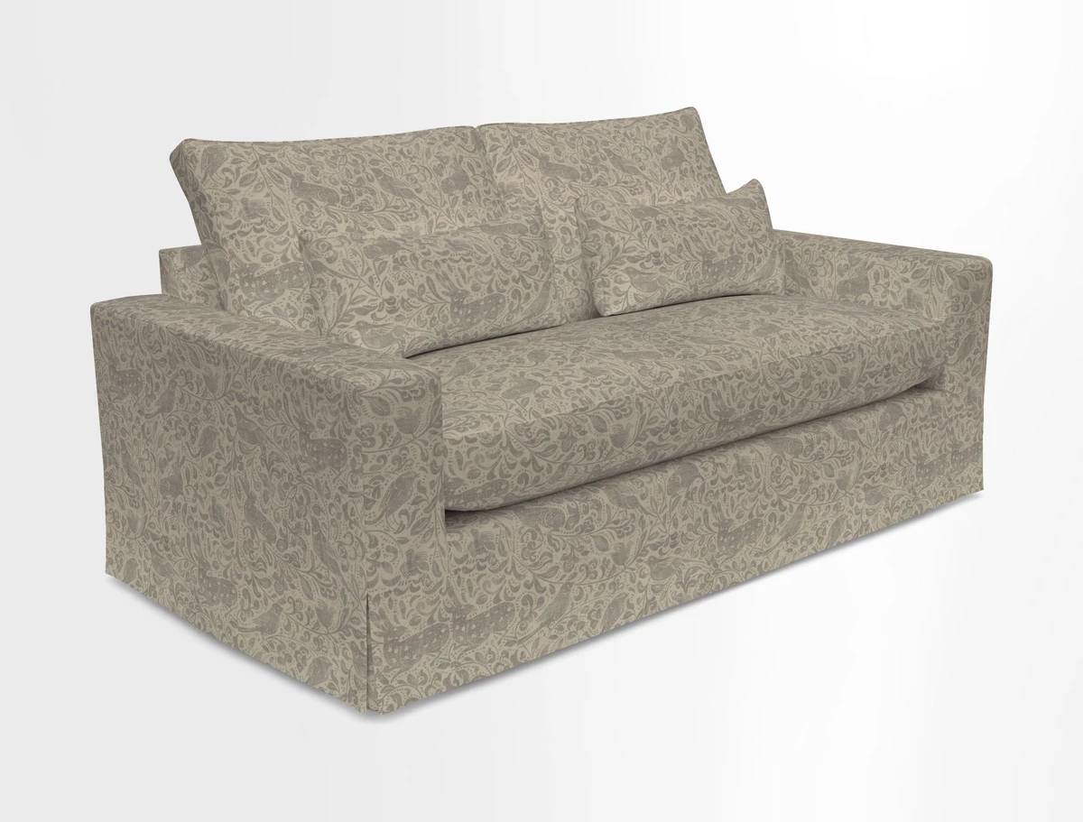 Linear 4 seater sofa in Harpers Bazaar Palette Studio Green with seat cushion in Linwood Romney Wool Forest