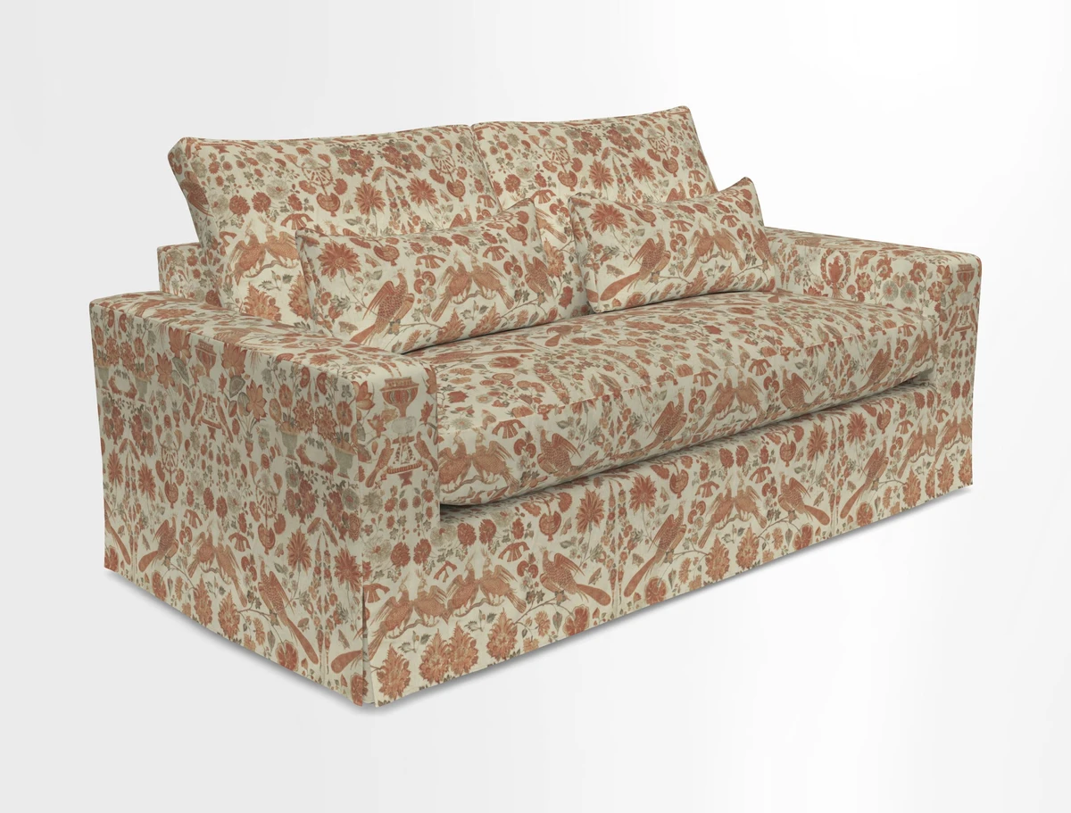 Linear 4 seater sofa in Harpers Bazaar Palette Studio Green with seat cushion in Linwood Romney Wool Forest