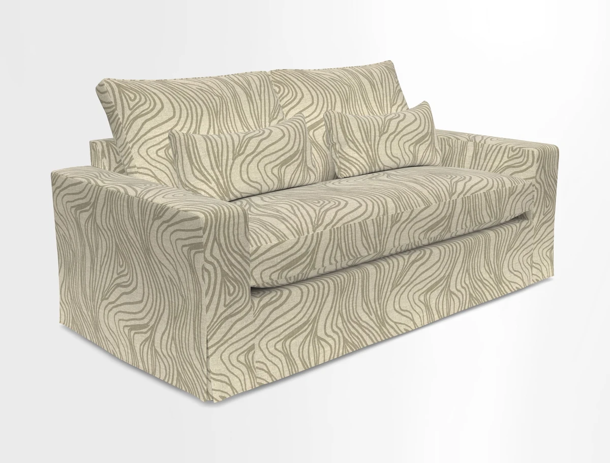 Linear 4 seater sofa in Harpers Bazaar Palette Studio Green with seat cushion in Linwood Romney Wool Forest