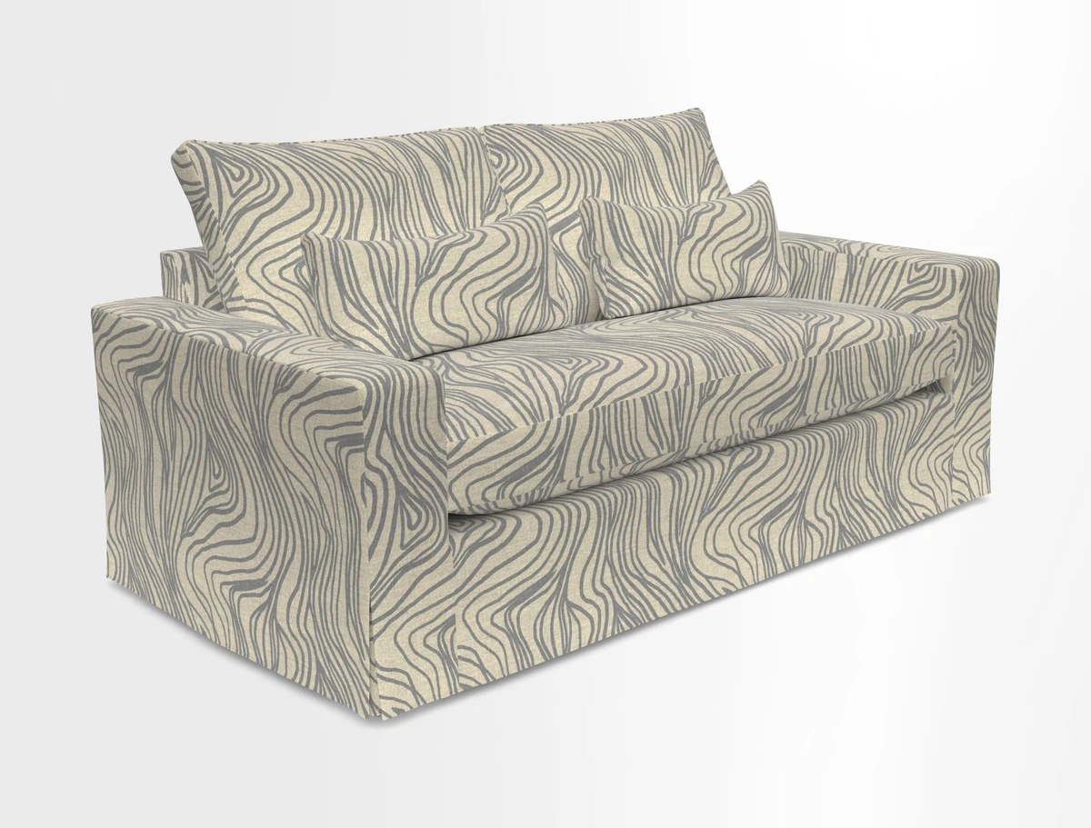 Linear 4 seater sofa in Harpers Bazaar Palette Studio Green with seat cushion in Linwood Romney Wool Forest