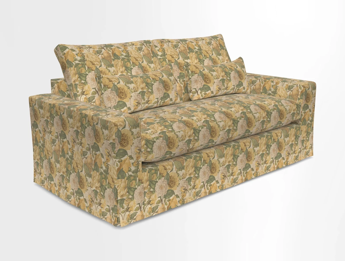 Linear 4 seater sofa in Harpers Bazaar Palette Studio Green with seat cushion in Linwood Romney Wool Forest