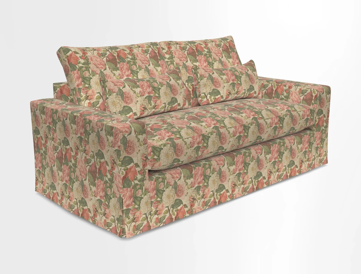 Linear 4 seater sofa in Harpers Bazaar Palette Studio Green with seat cushion in Linwood Romney Wool Forest