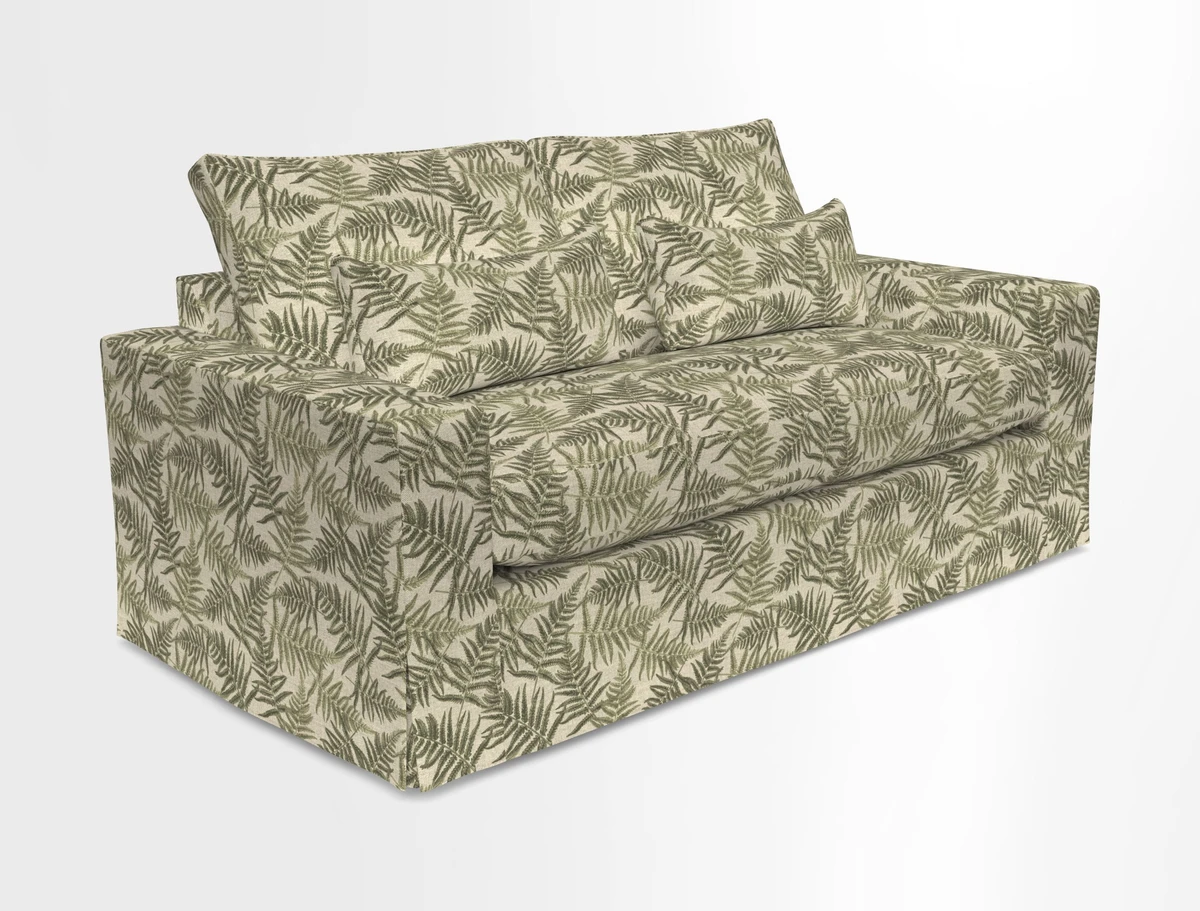 Linear 4 seater sofa in Harpers Bazaar Palette Studio Green with seat cushion in Linwood Romney Wool Forest