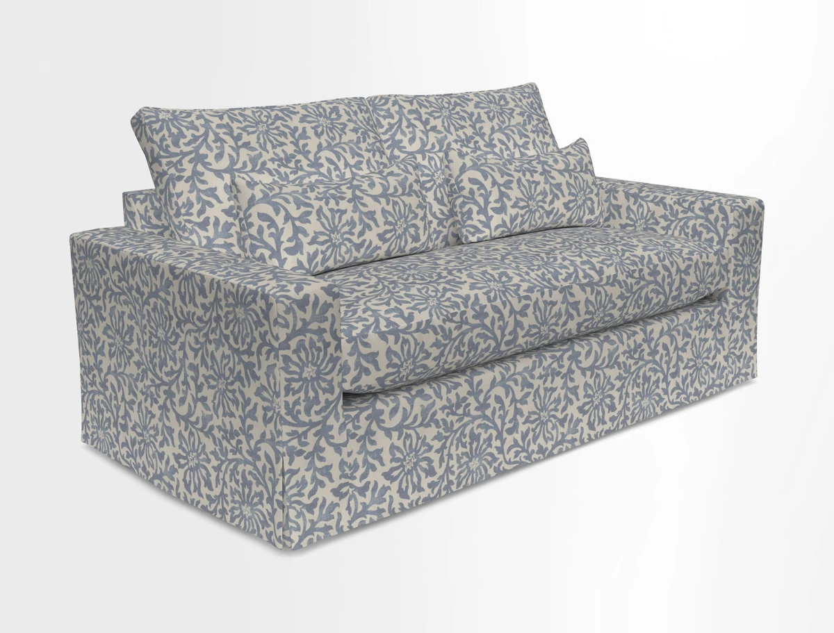 Linear 4 seater sofa in Harpers Bazaar Palette Studio Green with seat cushion in Linwood Romney Wool Forest
