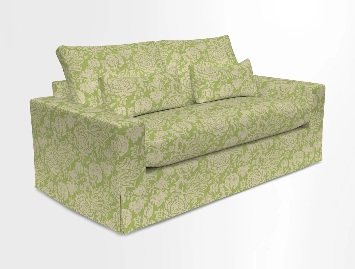 Linear 4 seater sofa in Harpers Bazaar Palette Studio Green with seat cushion in Linwood Romney Wool Forest