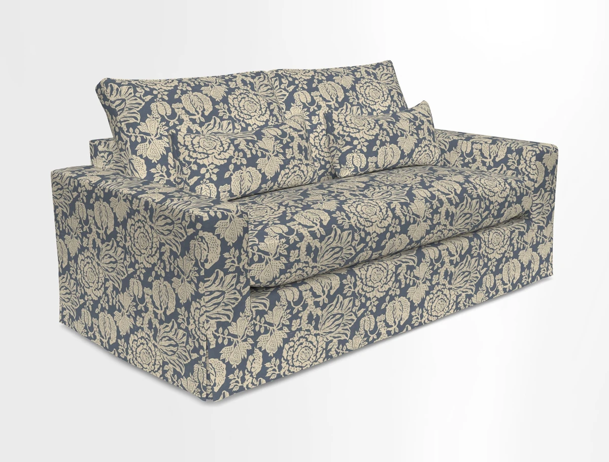 Linear 4 seater sofa in Harpers Bazaar Palette Studio Green with seat cushion in Linwood Romney Wool Forest
