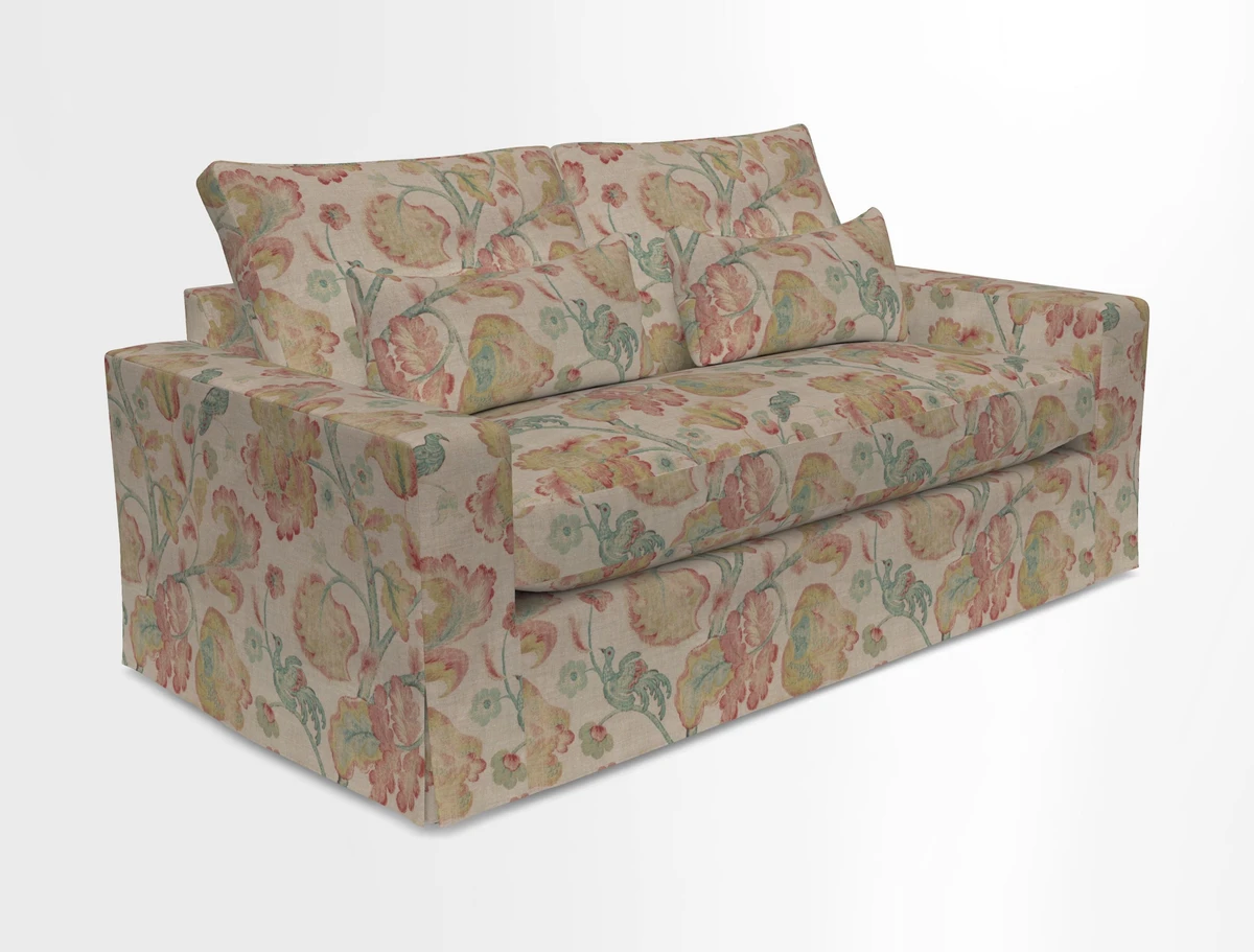Linear 4 seater sofa in Harpers Bazaar Palette Studio Green with seat cushion in Linwood Romney Wool Forest