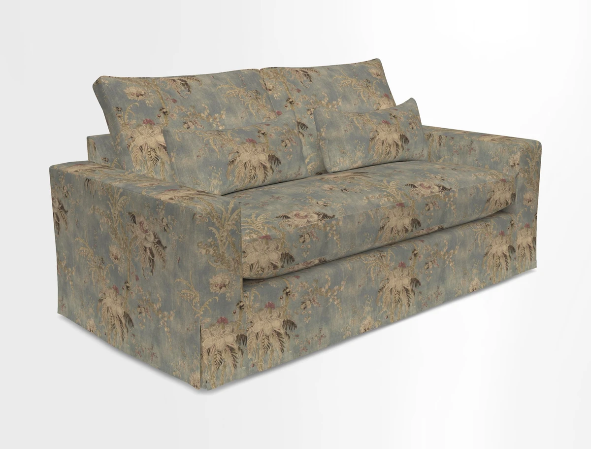 Linear 4 seater sofa in Harpers Bazaar Palette Studio Green with seat cushion in Linwood Romney Wool Forest