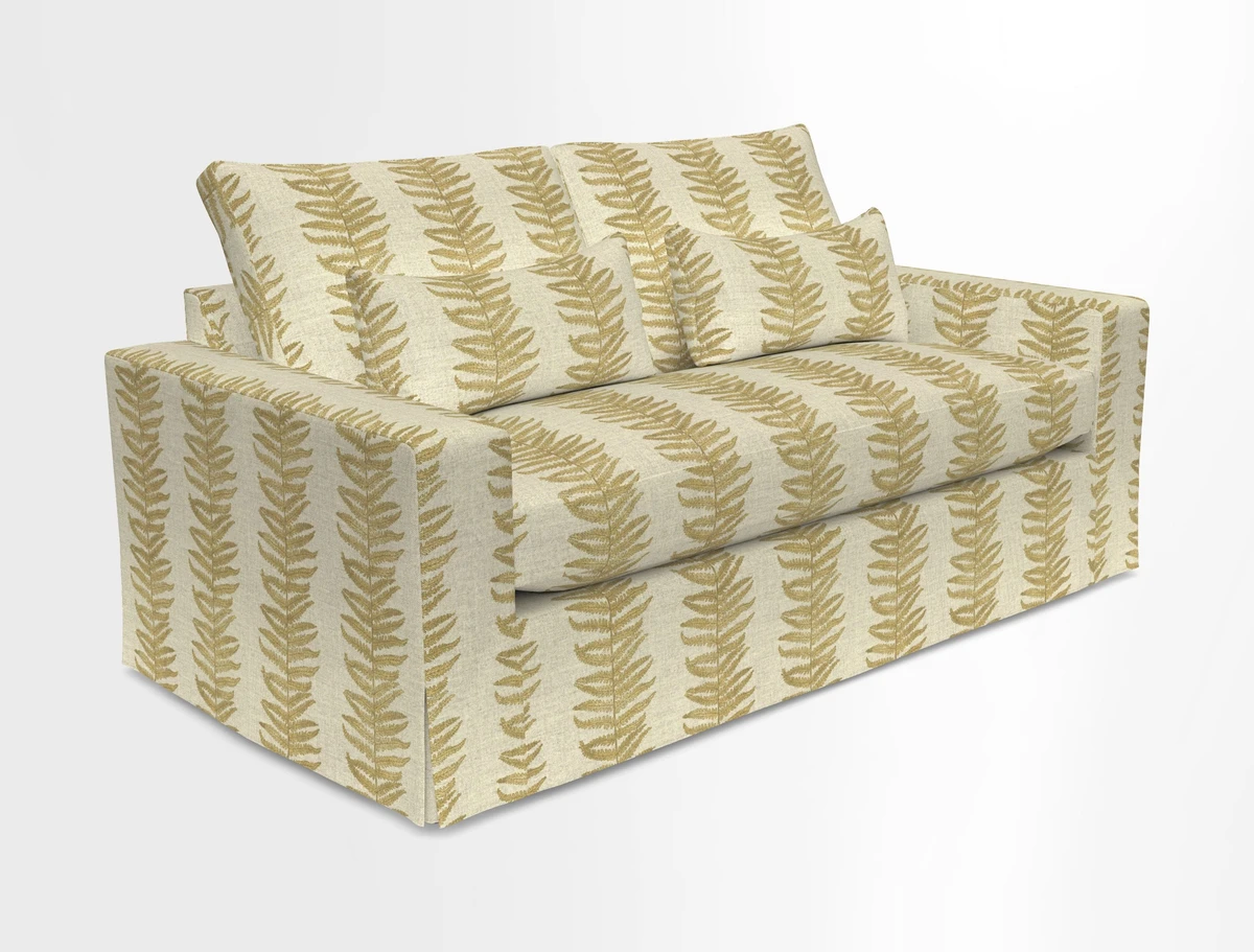 Linear 4 seater sofa in Harpers Bazaar Palette Studio Green with seat cushion in Linwood Romney Wool Forest