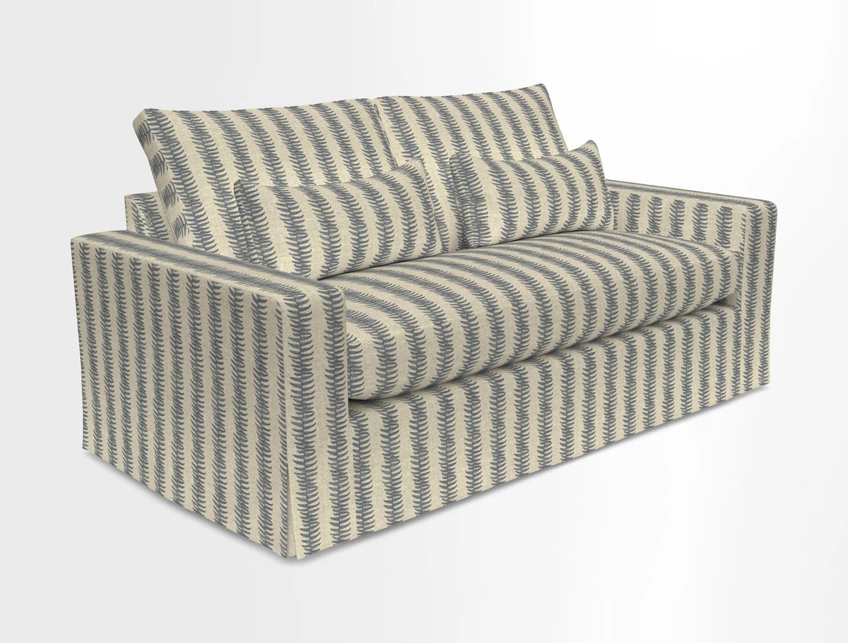 Linear 4 seater sofa in Harpers Bazaar Palette Studio Green with seat cushion in Linwood Romney Wool Forest