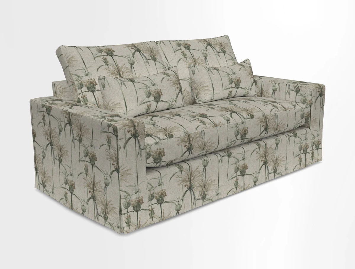 Linear 4 seater sofa in Harpers Bazaar Palette Studio Green with seat cushion in Linwood Romney Wool Forest