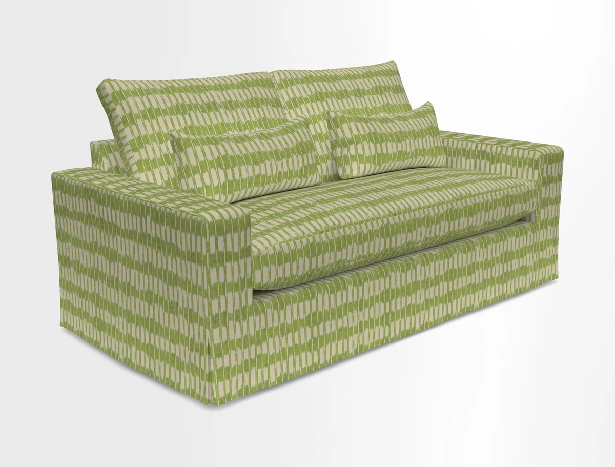 Linear 4 seater sofa in Harpers Bazaar Palette Studio Green with seat cushion in Linwood Romney Wool Forest