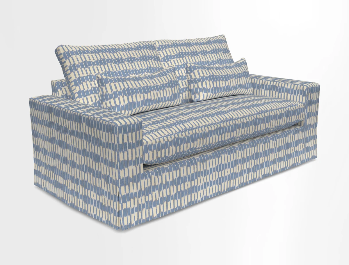 Linear 4 seater sofa in Harpers Bazaar Palette Studio Green with seat cushion in Linwood Romney Wool Forest