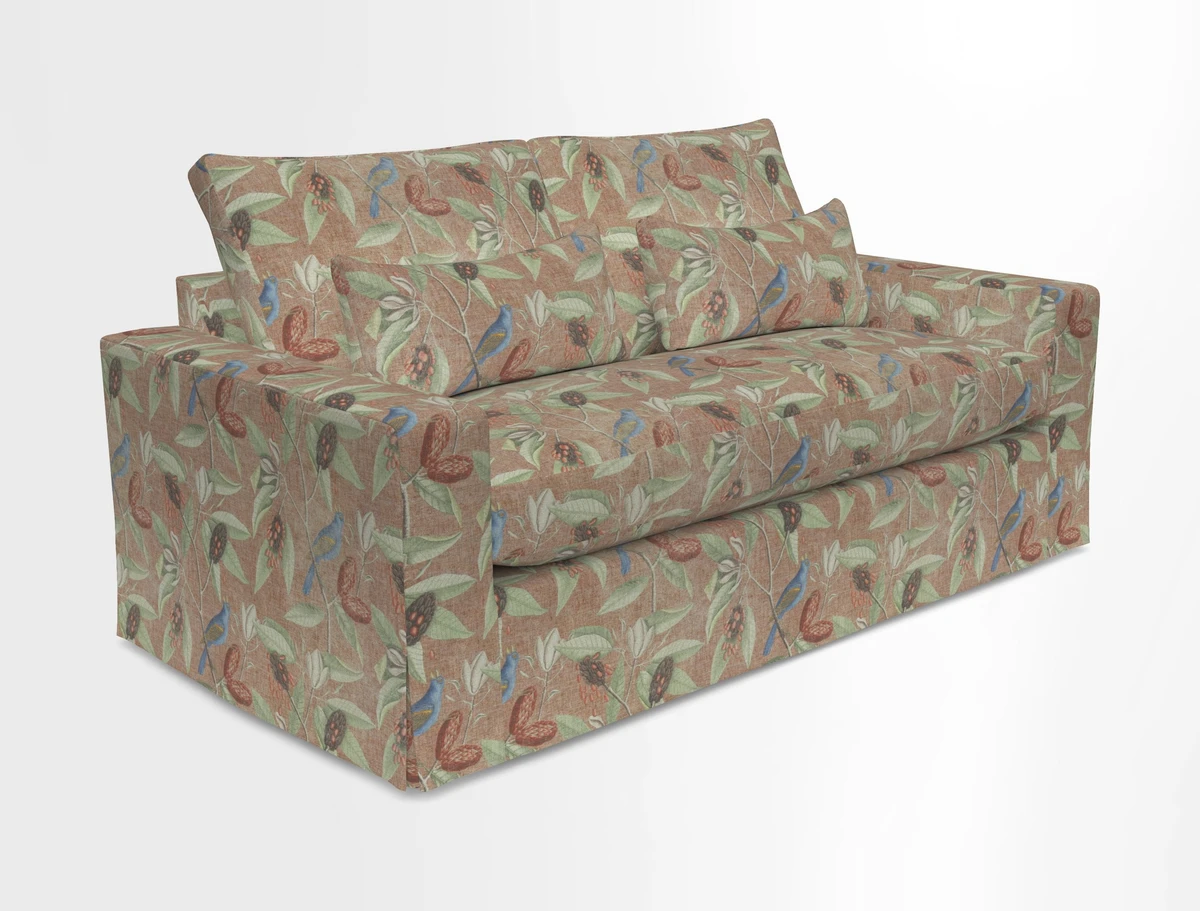 Linear 4 seater sofa in Harpers Bazaar Palette Studio Green with seat cushion in Linwood Romney Wool Forest