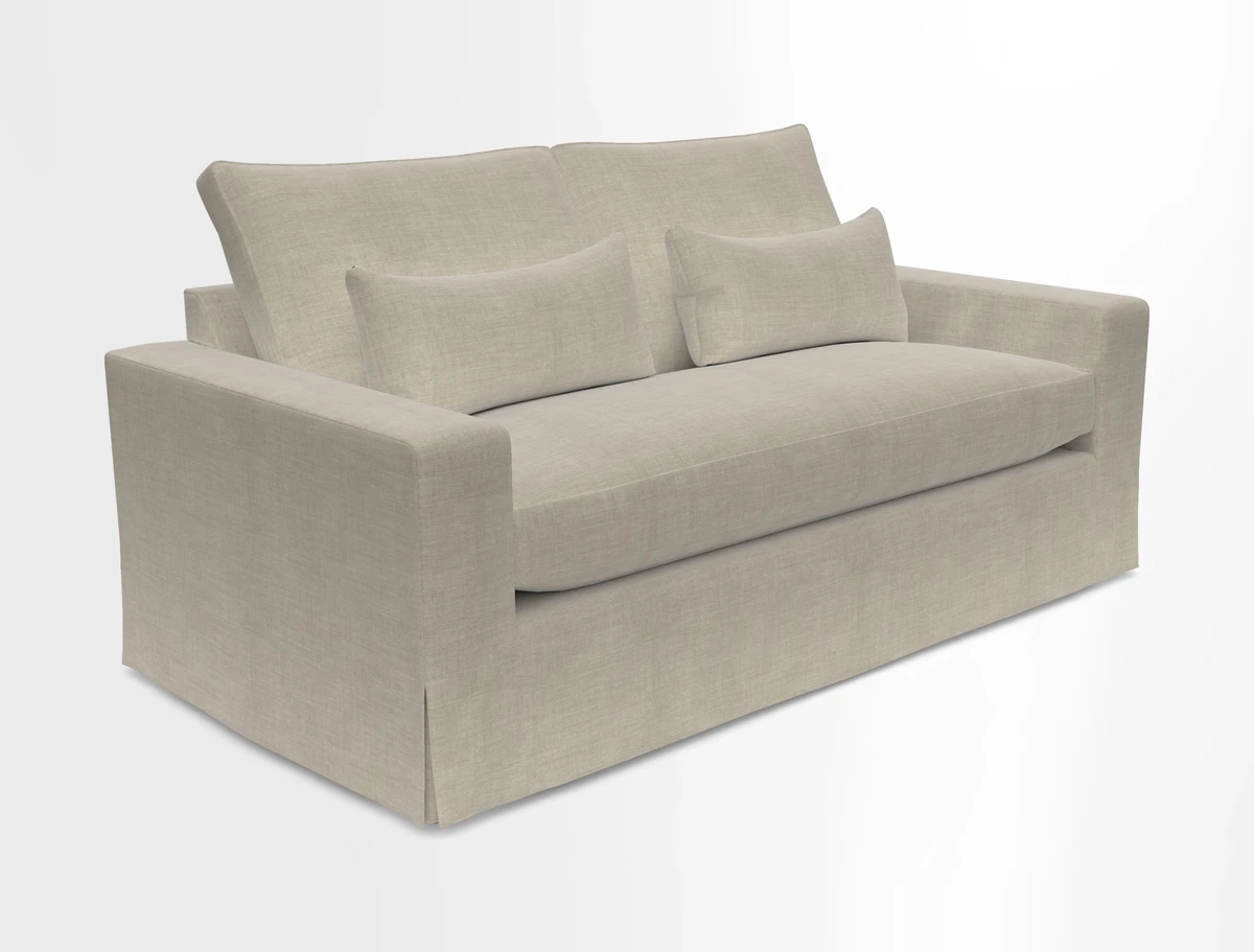 Linear 4 seater sofa in Harpers Bazaar Palette Studio Green with seat cushion in Linwood Romney Wool Forest