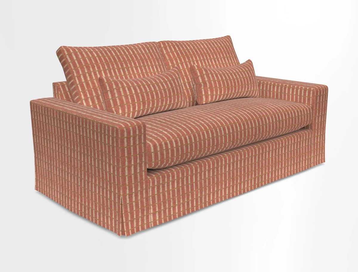 Linear 4 seater sofa in Harpers Bazaar Palette Studio Green with seat cushion in Linwood Romney Wool Forest