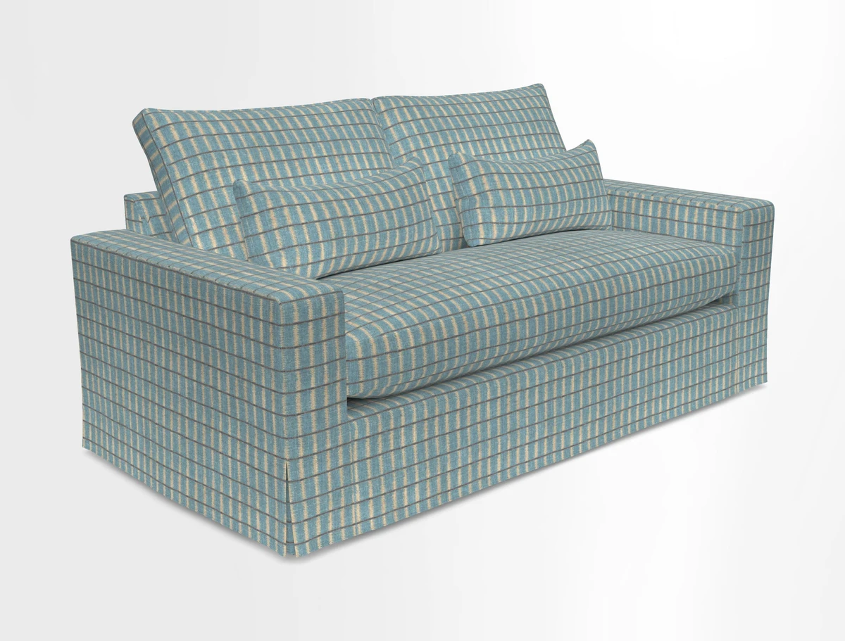 Linear 4 seater sofa in Harpers Bazaar Palette Studio Green with seat cushion in Linwood Romney Wool Forest