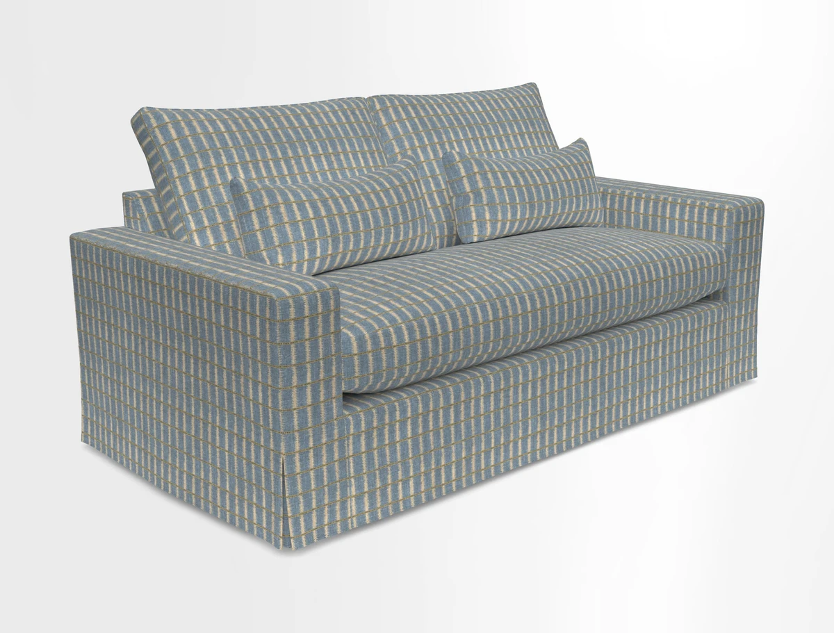Linear 4 seater sofa in Harpers Bazaar Palette Studio Green with seat cushion in Linwood Romney Wool Forest