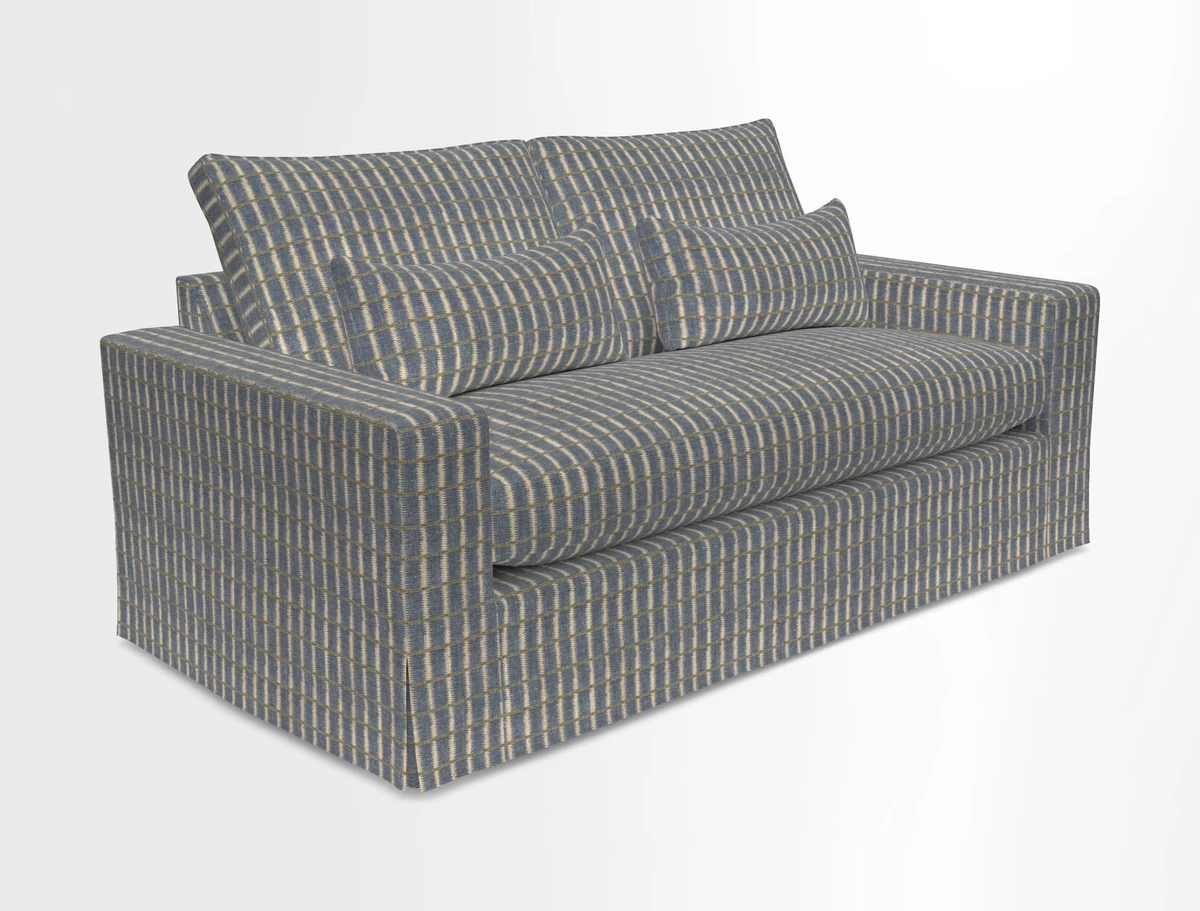 Linear 4 seater sofa in Harpers Bazaar Palette Studio Green with seat cushion in Linwood Romney Wool Forest