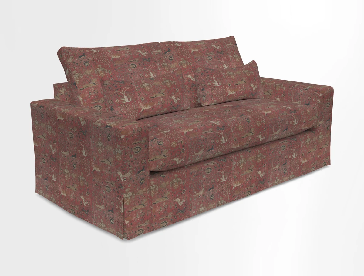 Linear 4 seater sofa in Harpers Bazaar Palette Studio Green with seat cushion in Linwood Romney Wool Forest