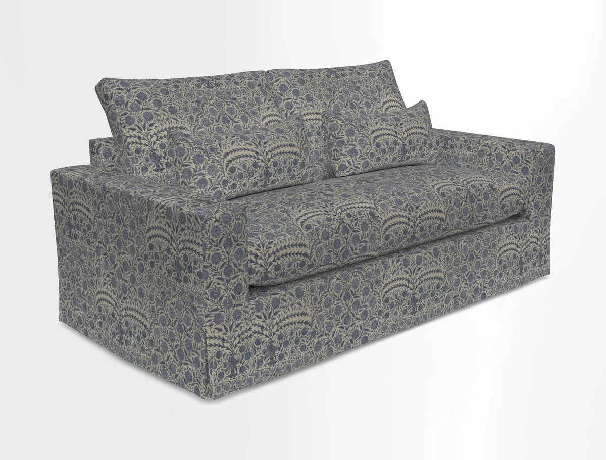 Linear 4 seater sofa in Harpers Bazaar Palette Studio Green with seat cushion in Linwood Romney Wool Forest