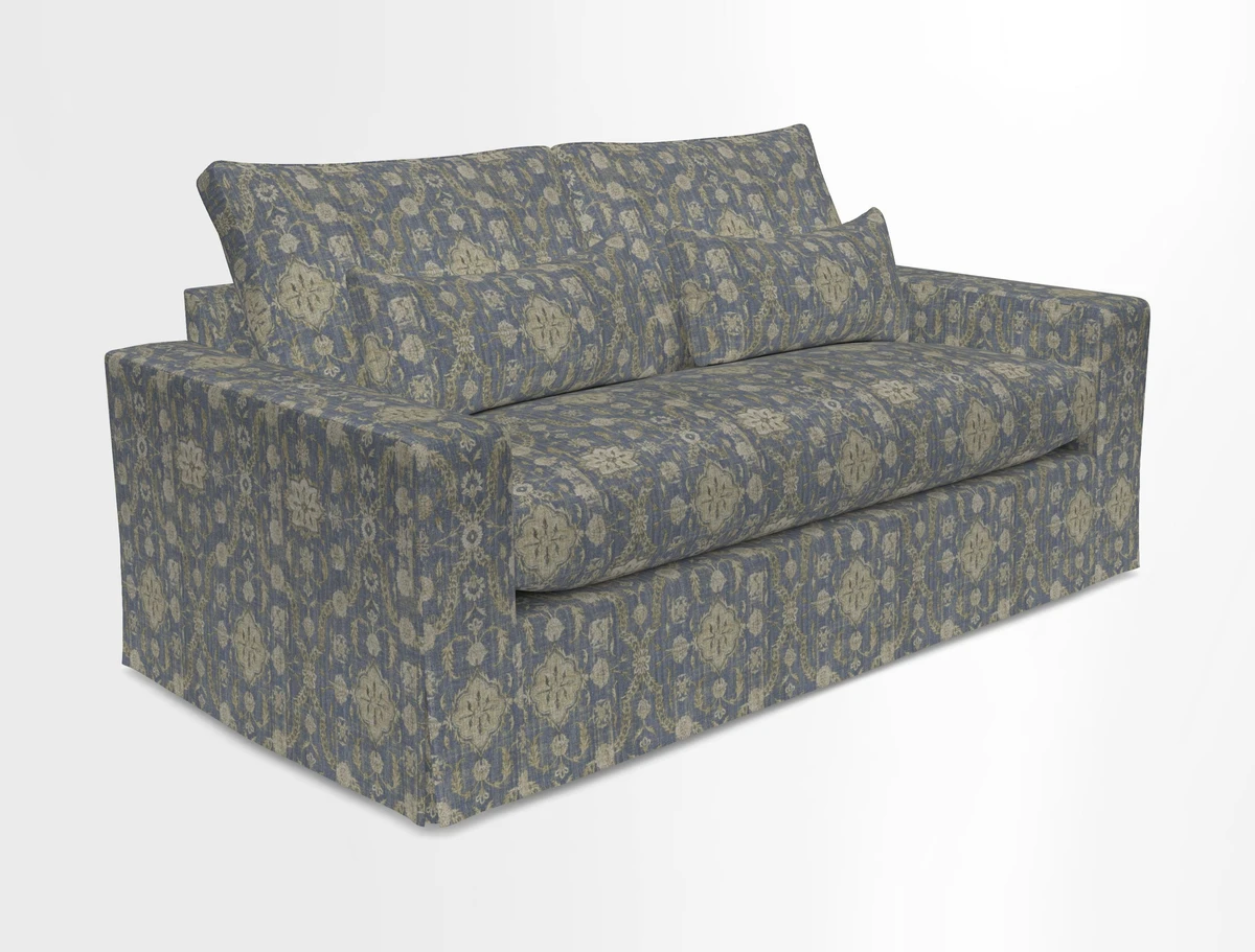 Linear 4 seater sofa in Harpers Bazaar Palette Studio Green with seat cushion in Linwood Romney Wool Forest