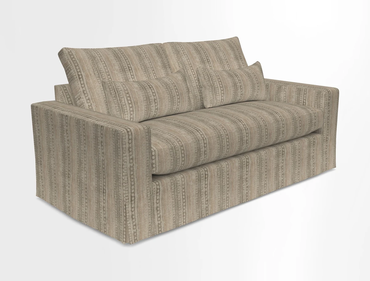 Linear 4 seater sofa in Harpers Bazaar Palette Studio Green with seat cushion in Linwood Romney Wool Forest