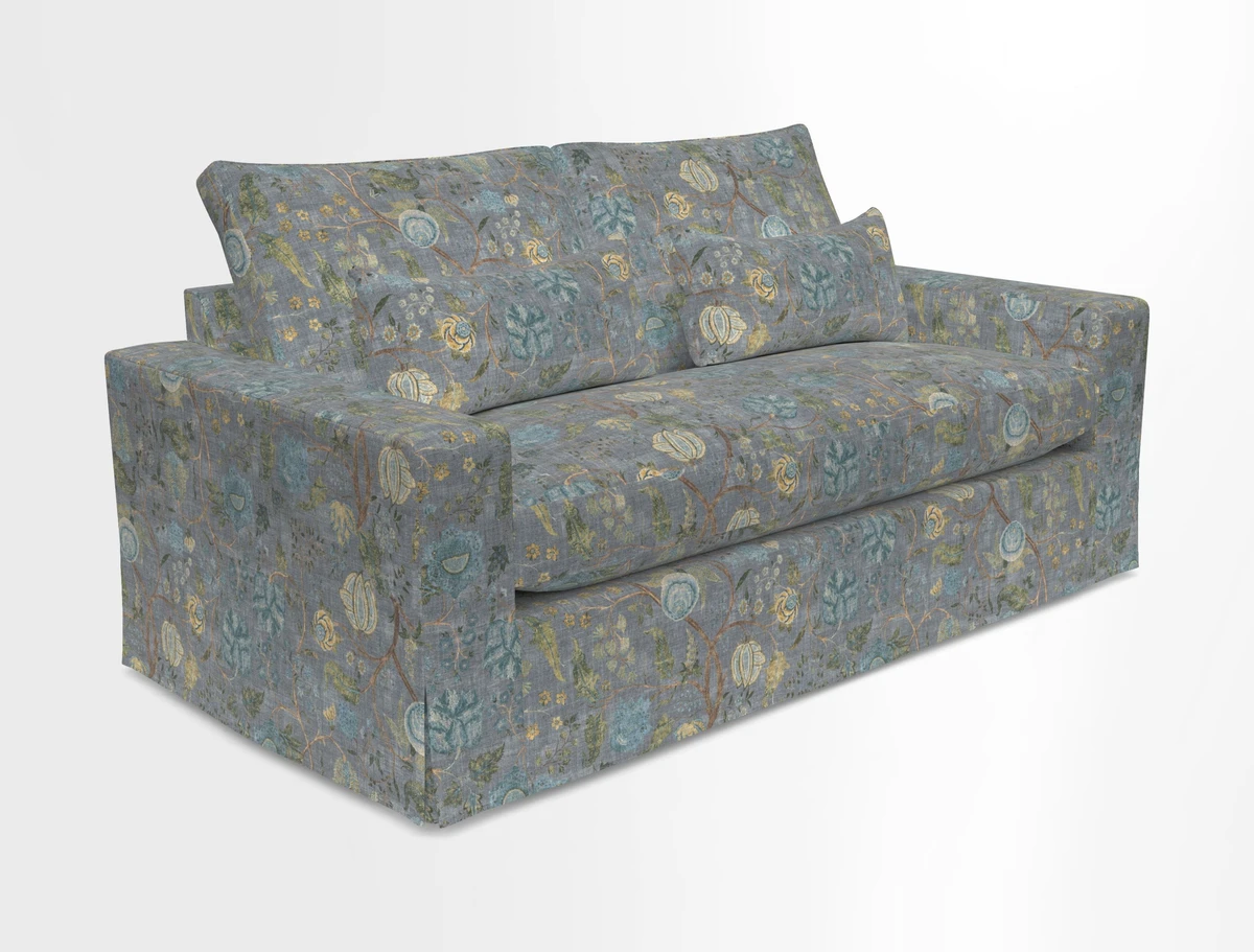 Linear 4 seater sofa in Harpers Bazaar Palette Studio Green with seat cushion in Linwood Romney Wool Forest