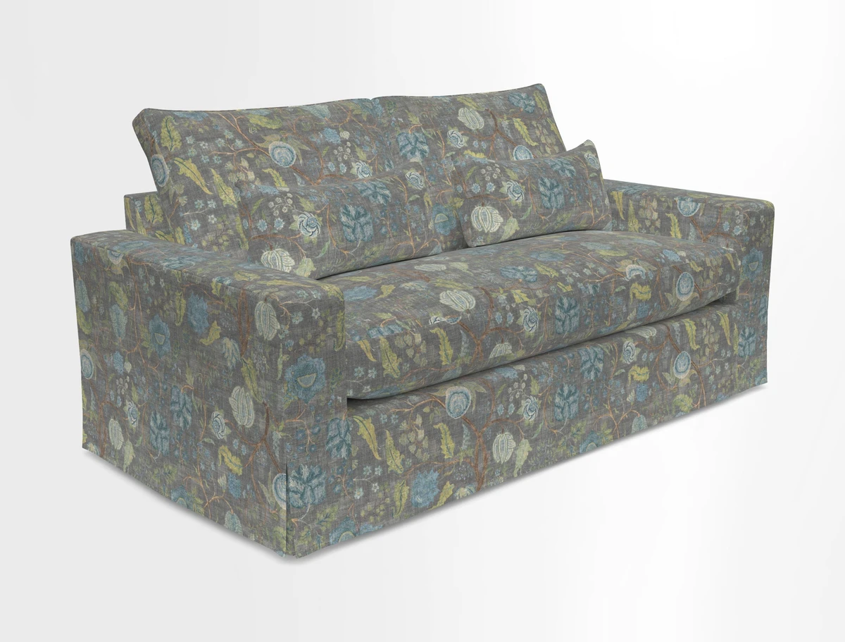 Linear 4 seater sofa in Harpers Bazaar Palette Studio Green with seat cushion in Linwood Romney Wool Forest
