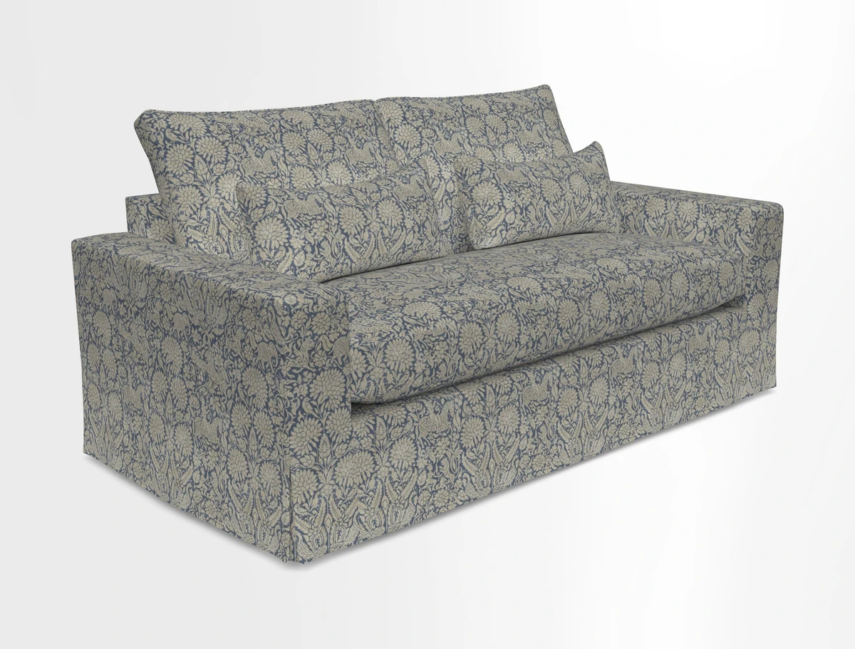 Linear 4 seater sofa in Harpers Bazaar Palette Studio Green with seat cushion in Linwood Romney Wool Forest