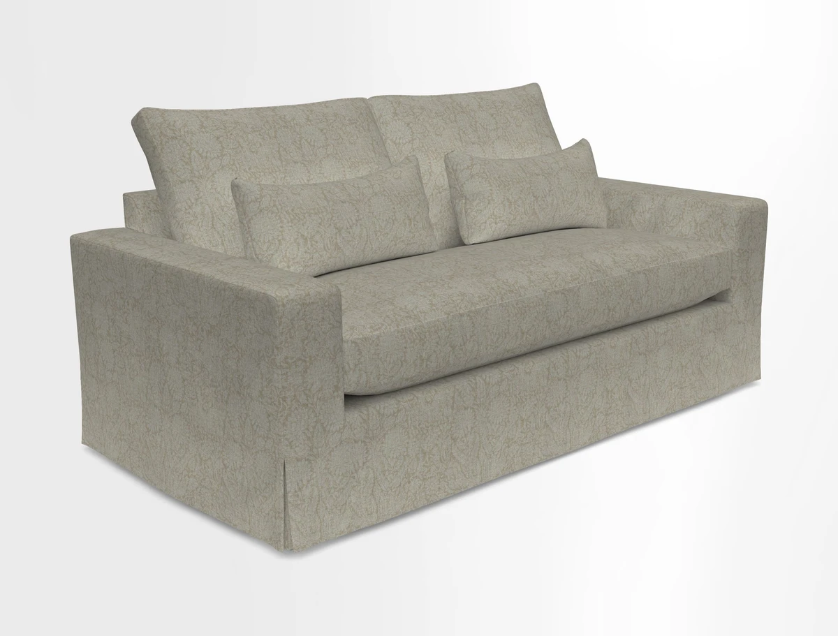 Linear 4 seater sofa in Harpers Bazaar Palette Studio Green with seat cushion in Linwood Romney Wool Forest