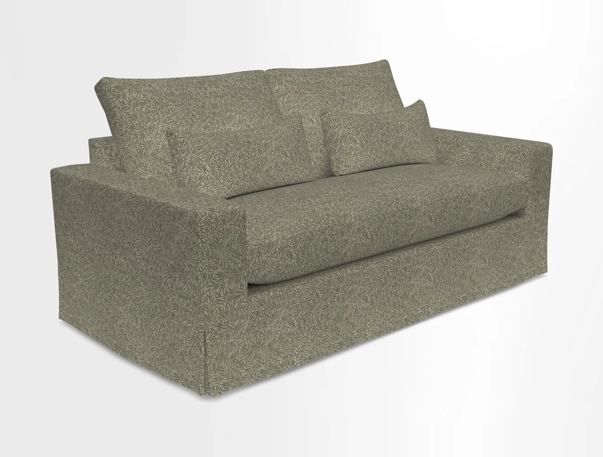 Linear 4 seater sofa in Harpers Bazaar Palette Studio Green with seat cushion in Linwood Romney Wool Forest