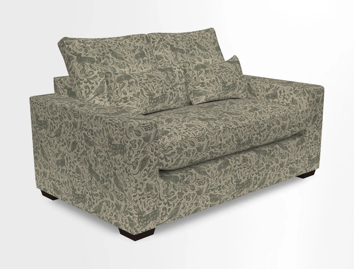 Linear 4 seater sofa in Harpers Bazaar Palette Studio Green with seat cushion in Linwood Romney Wool Forest