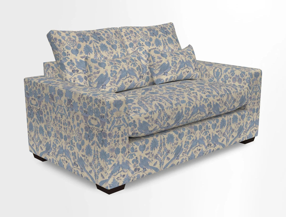 Linear 4 seater sofa in Harpers Bazaar Palette Studio Green with seat cushion in Linwood Romney Wool Forest