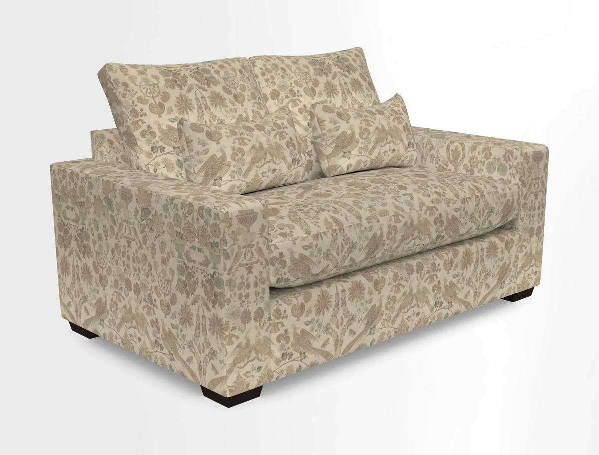 Linear 4 seater sofa in Harpers Bazaar Palette Studio Green with seat cushion in Linwood Romney Wool Forest