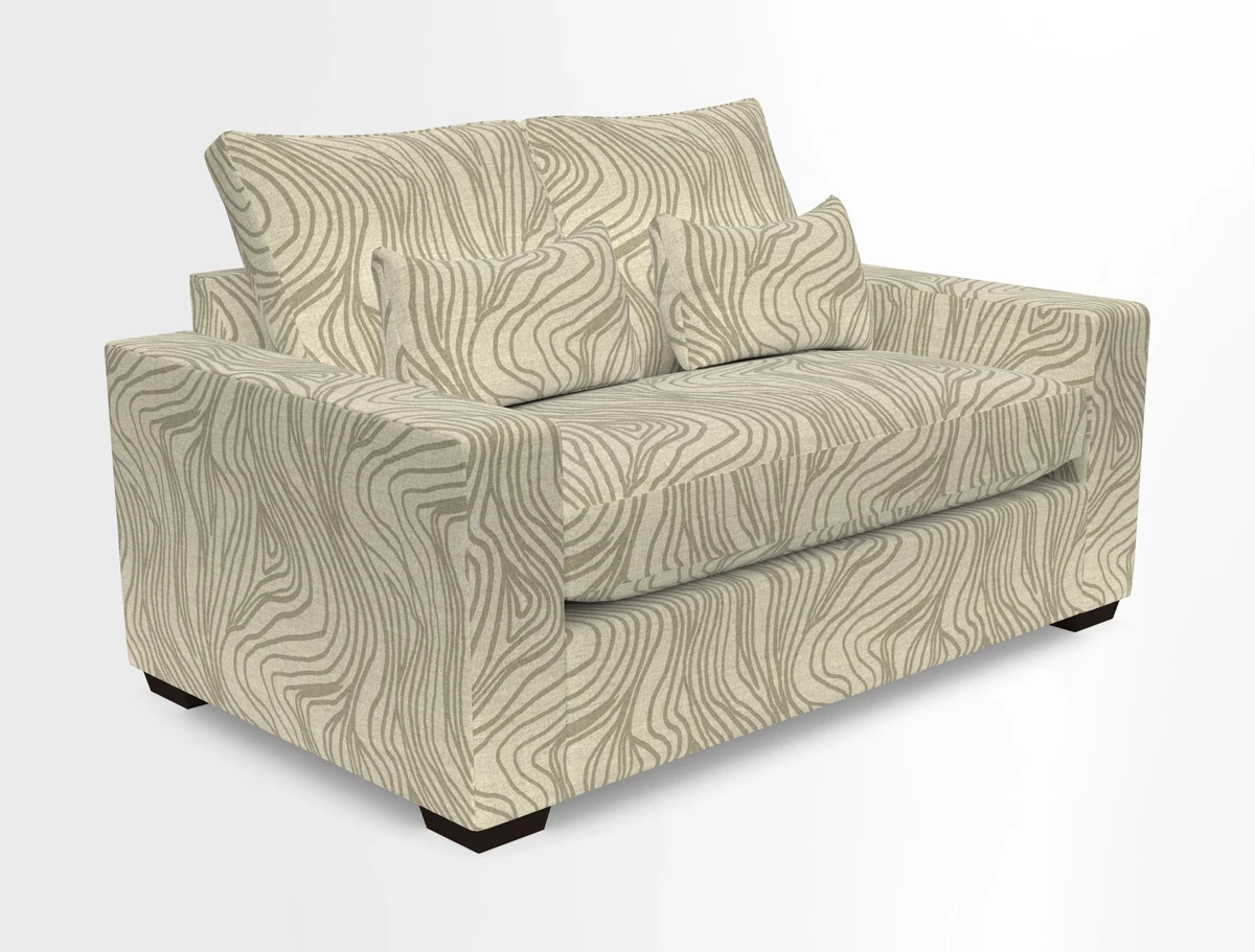 Linear 4 seater sofa in Harpers Bazaar Palette Studio Green with seat cushion in Linwood Romney Wool Forest