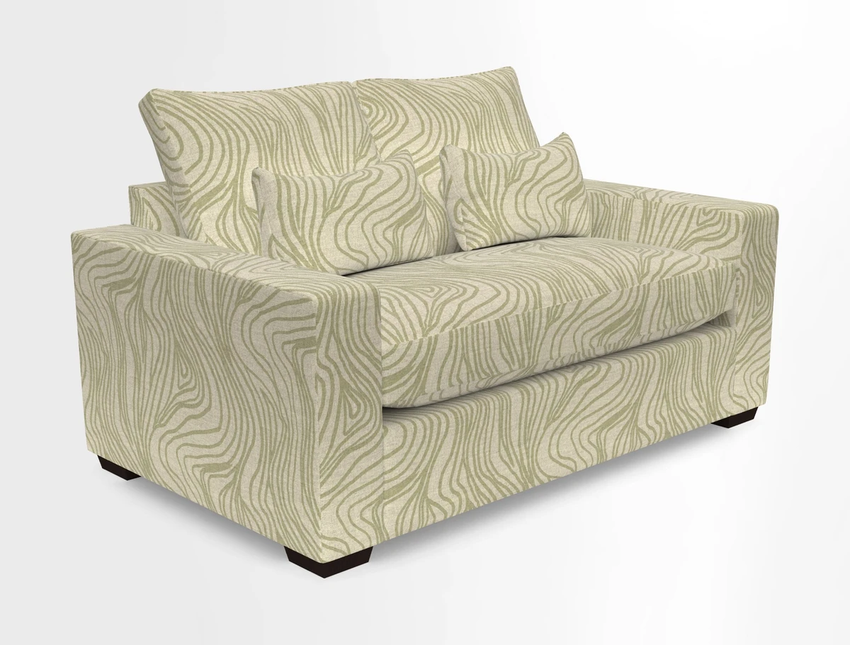 Linear 4 seater sofa in Harpers Bazaar Palette Studio Green with seat cushion in Linwood Romney Wool Forest