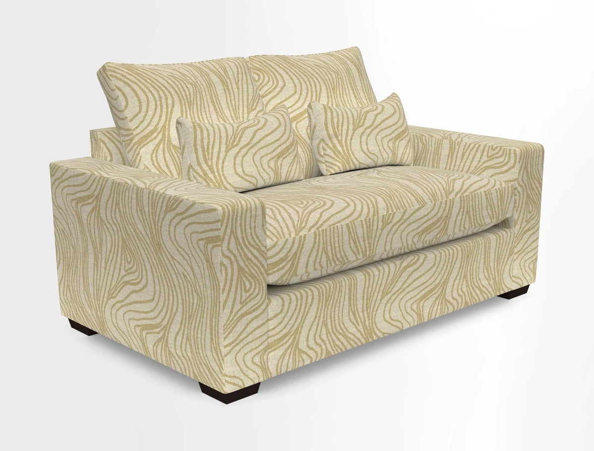 Linear 4 seater sofa in Harpers Bazaar Palette Studio Green with seat cushion in Linwood Romney Wool Forest