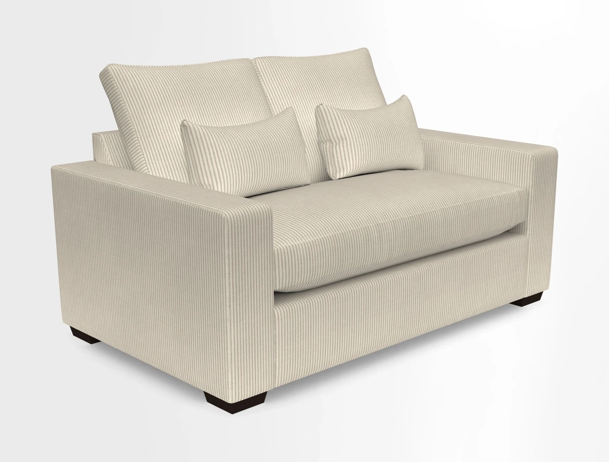 Linear 4 seater sofa in Harpers Bazaar Palette Studio Green with seat cushion in Linwood Romney Wool Forest
