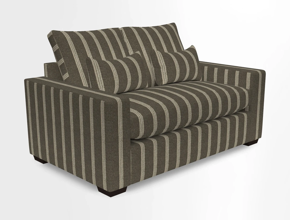 Linear 4 seater sofa in Harpers Bazaar Palette Studio Green with seat cushion in Linwood Romney Wool Forest