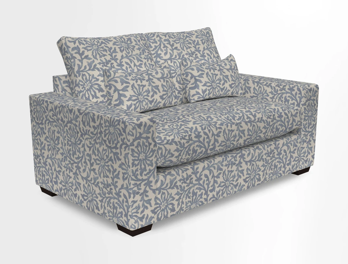 Linear 4 seater sofa in Harpers Bazaar Palette Studio Green with seat cushion in Linwood Romney Wool Forest