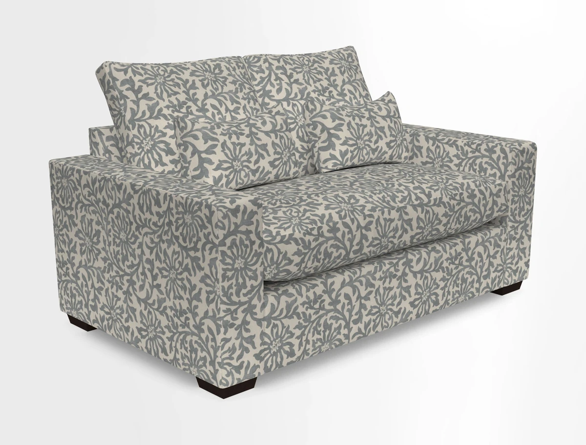 Linear 4 seater sofa in Harpers Bazaar Palette Studio Green with seat cushion in Linwood Romney Wool Forest