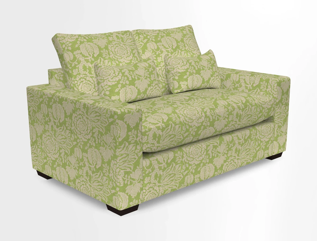 Linear 4 seater sofa in Harpers Bazaar Palette Studio Green with seat cushion in Linwood Romney Wool Forest