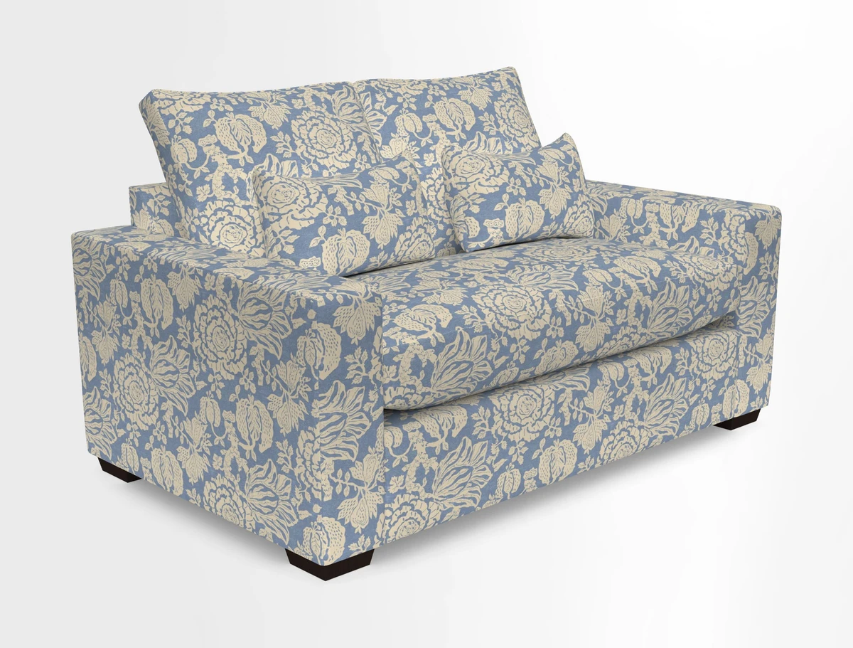 Linear 4 seater sofa in Harpers Bazaar Palette Studio Green with seat cushion in Linwood Romney Wool Forest