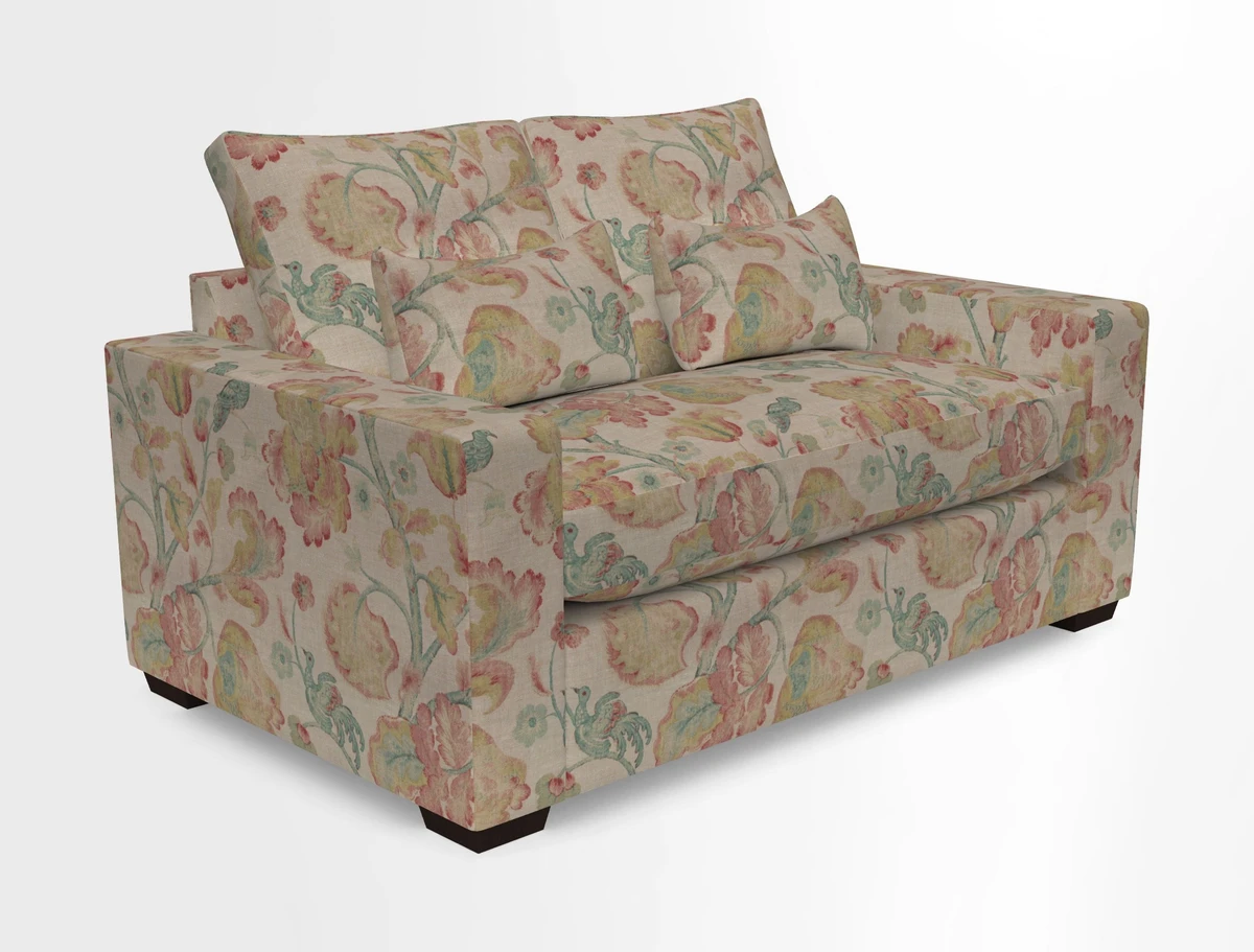 Linear 4 seater sofa in Harpers Bazaar Palette Studio Green with seat cushion in Linwood Romney Wool Forest